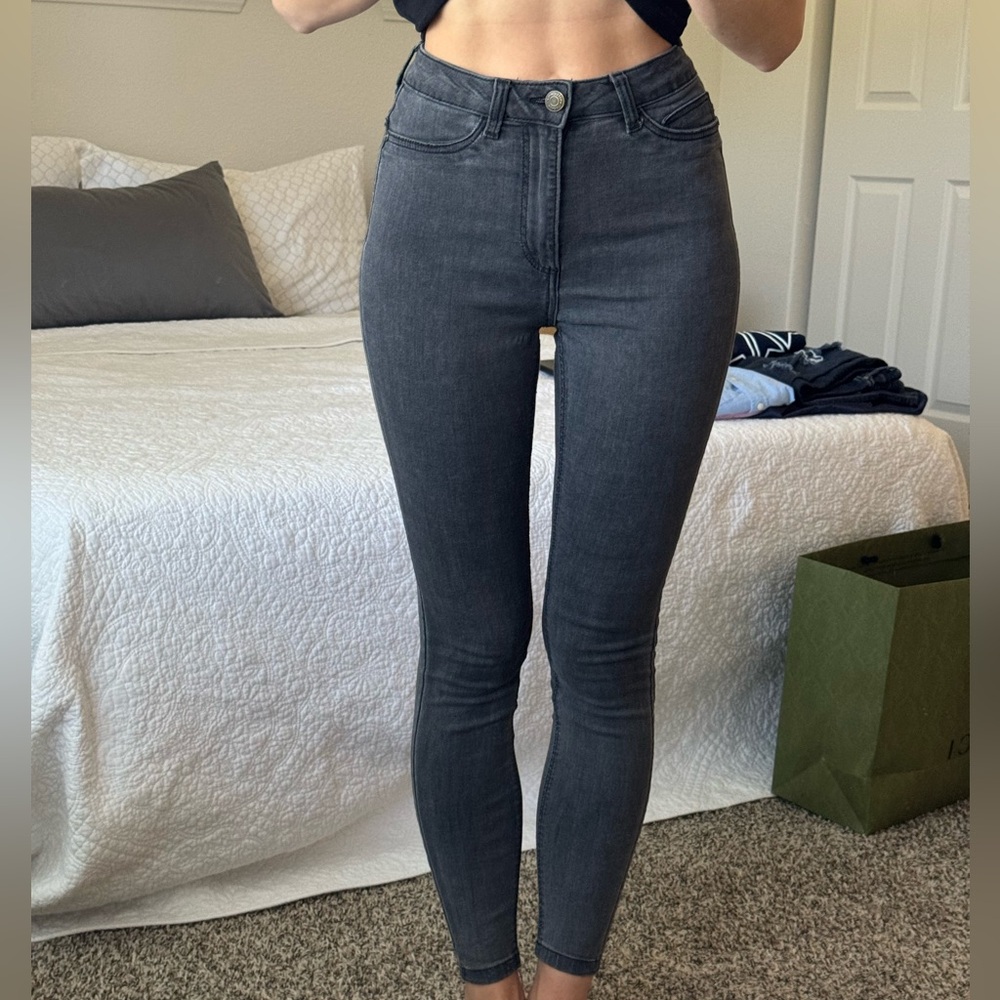 High Rise Grey Skinny Jeans
